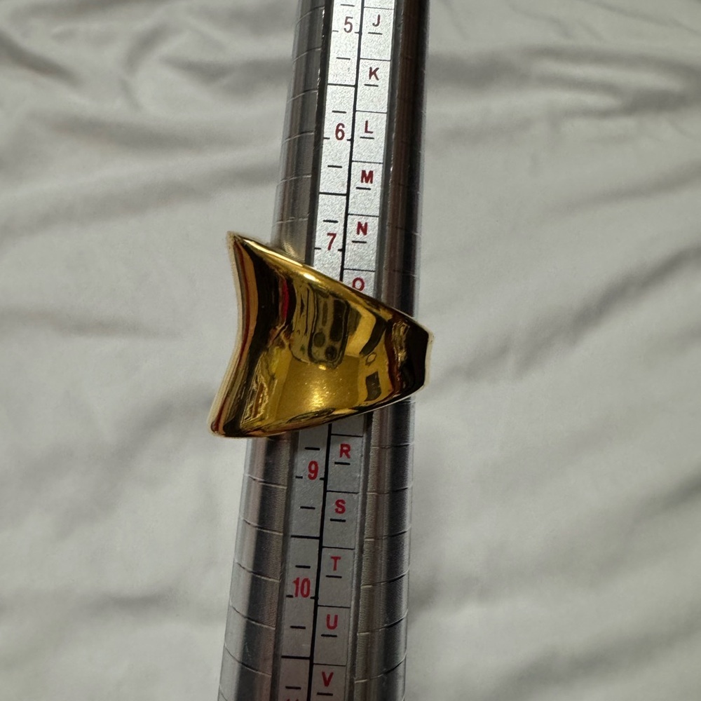 Wide Polished Gold Statement Ring - image 3